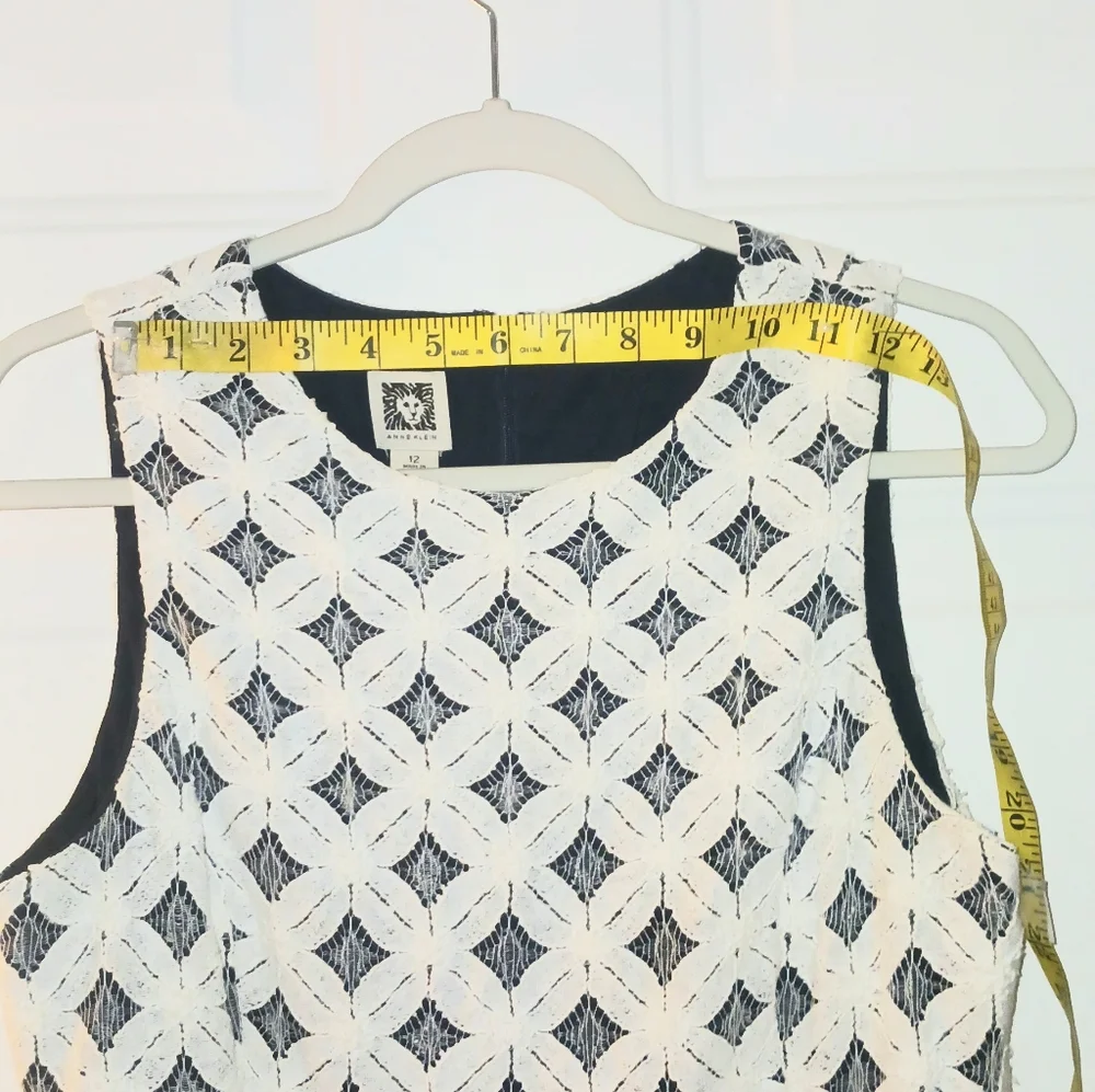 Anne Klein Women's Navy Blue And White Sleeveless Dress Size 12 - Picture 6 of 10